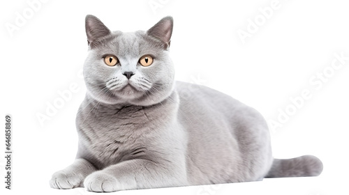 grey british short hair cat isolated on white background