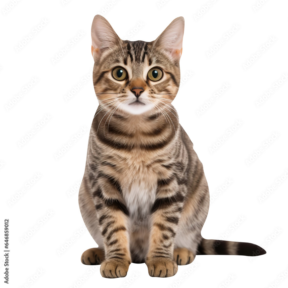 cat watching towards the camera isolated on white background