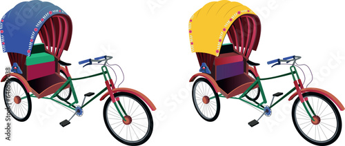 Set of colorful rickshaw illustrations Bangladeshi rickshaw art tri cycle of Dhaka city