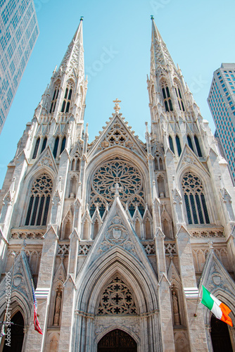 St Patrick's Cathedral with its white Facade Viewed From the Front Entrance in Manhattan New York City photo