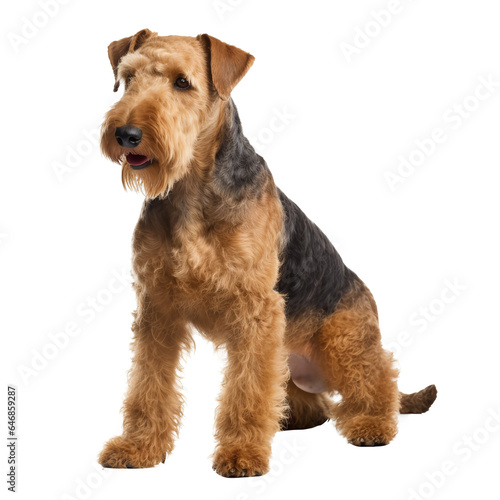 Airedale Terrier Full body facing forward ,High quality photo isolated on white background