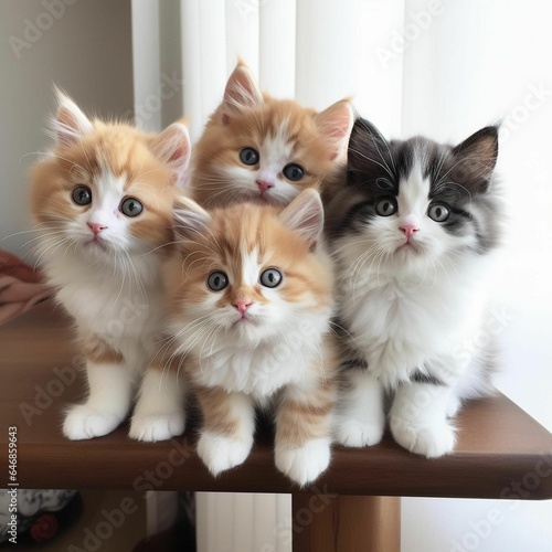 AI generated illustration of a group of cute kittens