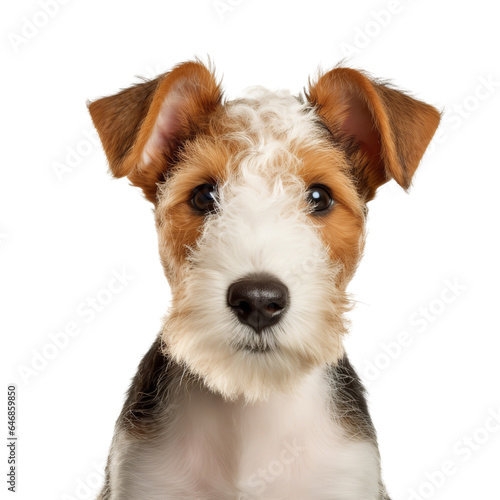 Grooming procedure in a veterinary clinic. Jack russell terrier dog before trimming isolated on white background.
