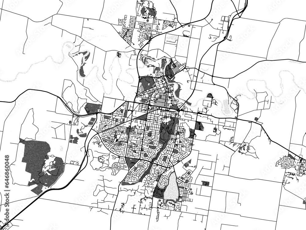 Greyscale vector city map of Wagga Wagga in Australia with with water