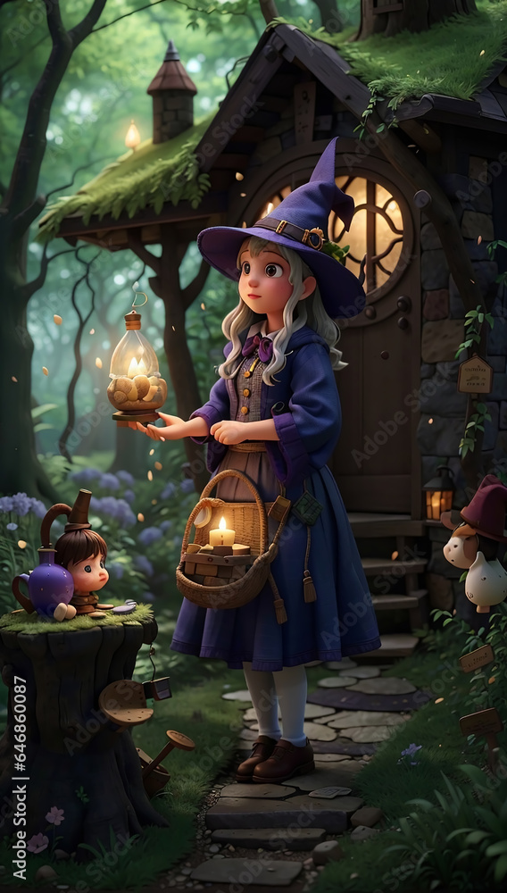 The Little Witch stepped outside her cottage to...
