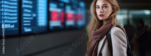 Portrait of a young woman in the airport © MP Studio