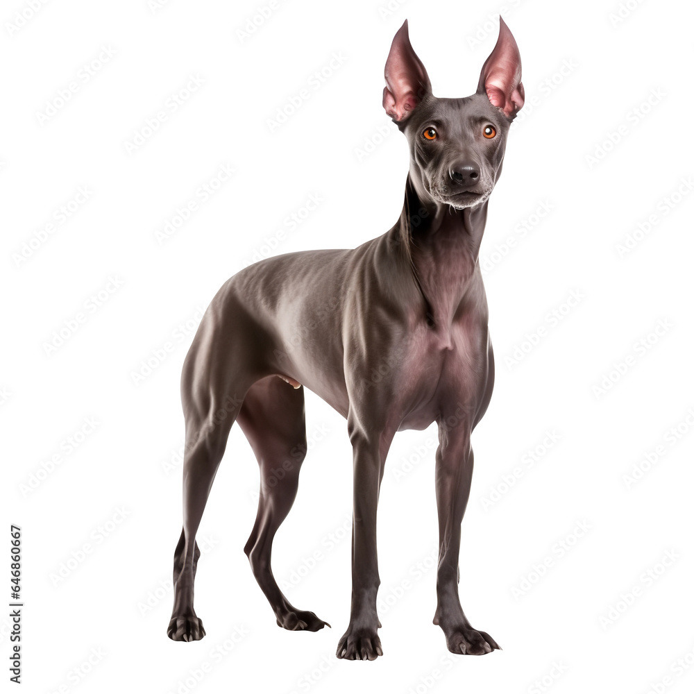 English toy terrier dog standing, isolated on white background. English toy terrier dog standing, isolated on white background.