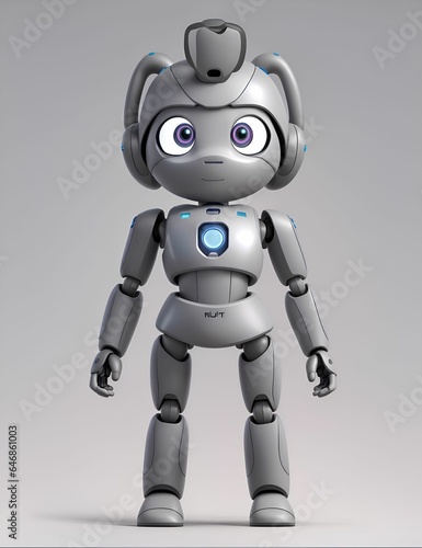 AI generated illustration of a creative robotic figure on a gray background
