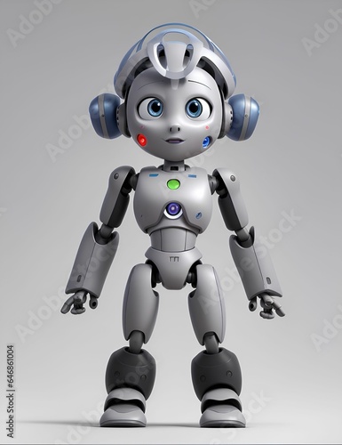 AI generated illustration of a creative robotic figure on a gray background © Bw17/Wirestock Creators