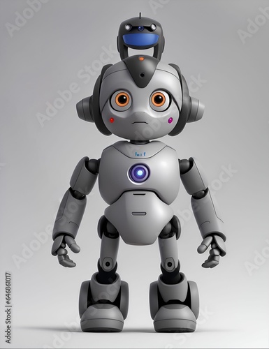 AI generated illustration of a creative robotic figure on a gray background