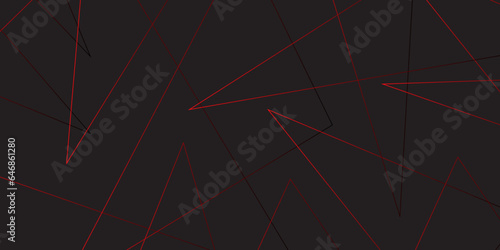 Abstract black background with red geometric random chaotic lines with many squares and triangles shape.Modern abstract pattern, vector isolated illustration.