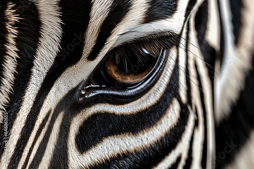 AI generated illustration of a close-up of a zebra facing the camera  looking inquisitively