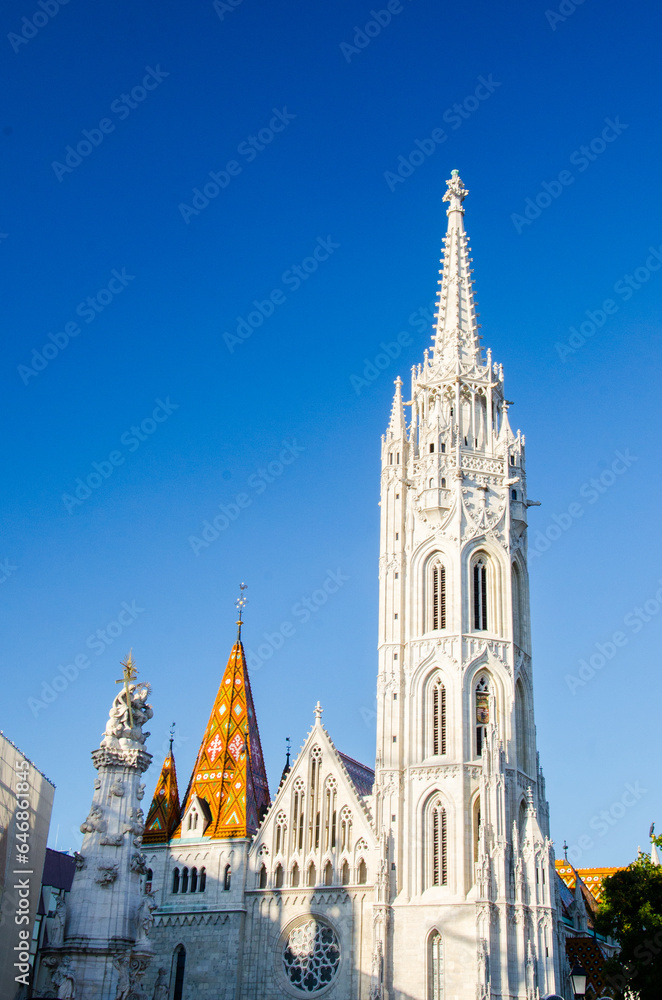 Matthias Church and blue sky in Budapest, Hungary.