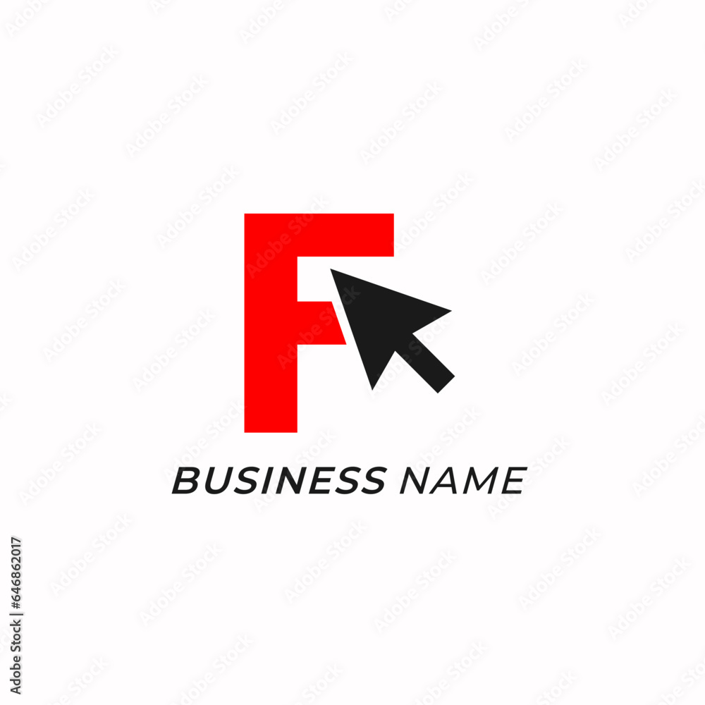 design logo creative letter F and arrow click design logo creative letter F and arrow click