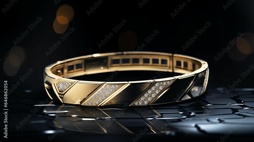 AI generated illustration of A luxurious gold diamond bracelet AI generated illustration of A luxurious gold diamond bracelet