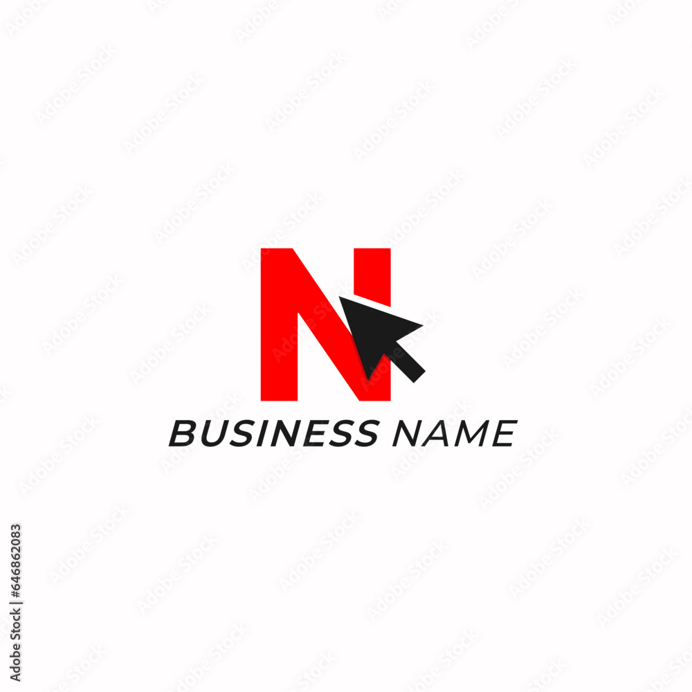 design logo creative letter N and arrow click design logo creative letter N and arrow click