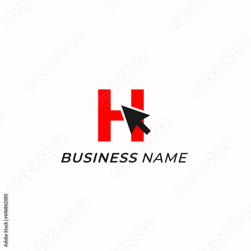 logo design combine letter H and arrow click