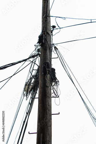 Telegraph Cable Pole for Electircal Power and Telephone Line photo