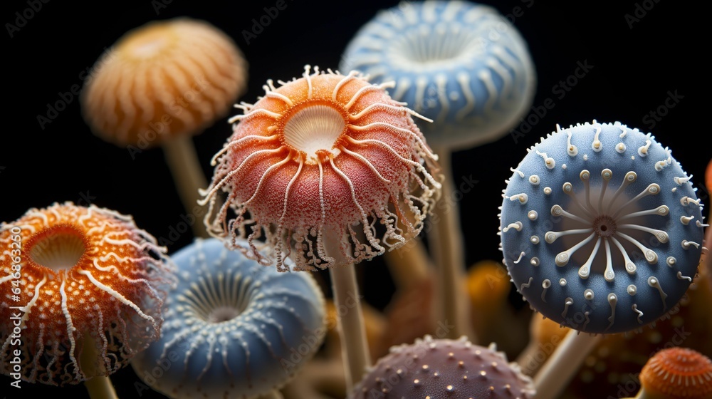 Macroscopic shot if radiolaria cells, AI-generated. Macroscopic shot if radiolaria cells, AI-generated.