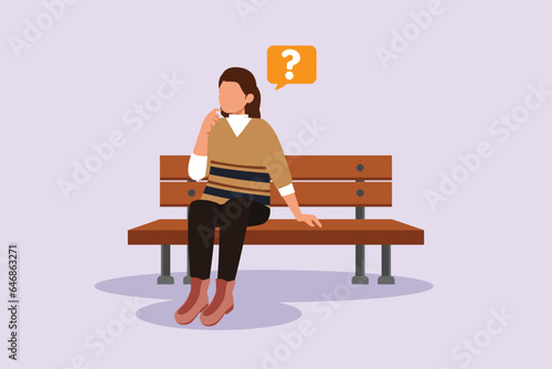 Confused Women in doubts and thoughts concept. Colored flat vector illustration isolated. 