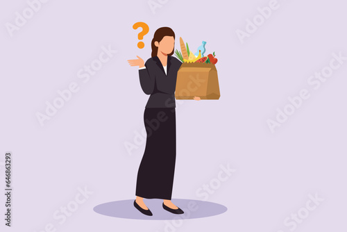 Confused Women in doubts and thoughts concept. Colored flat vector illustration isolated. 