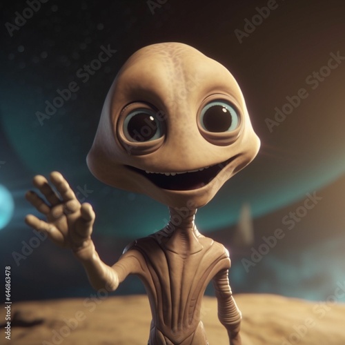 AI generated illustration of An alien with a blurry background