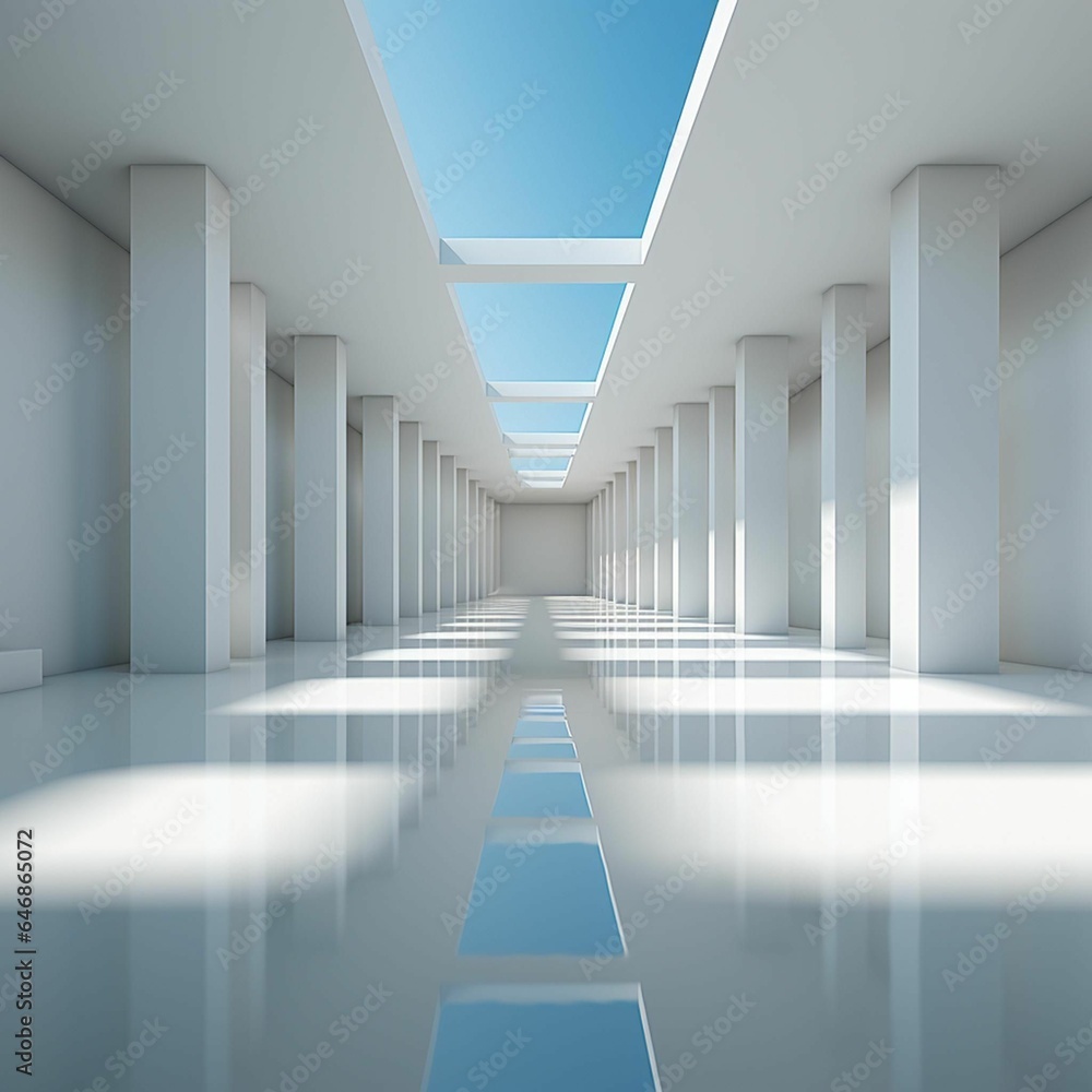 Obraz premium AI generated illustration of an interior of a minimalistic white corridor