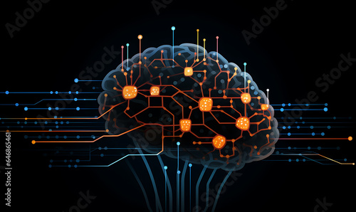 Perfect brain chipset networking on center robotic brain Artificial Intelligent, future concept design, blue technology, networking, thinking Ai, 
