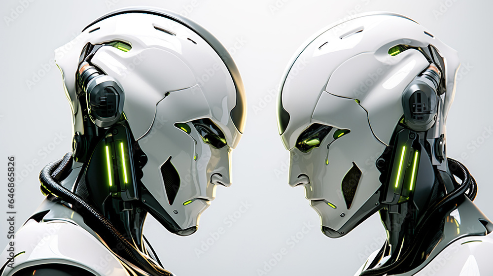 Artificial intelligence, futuristic digital technology humanoid robot face Artificial intelligence, futuristic digital technology humanoid robot face