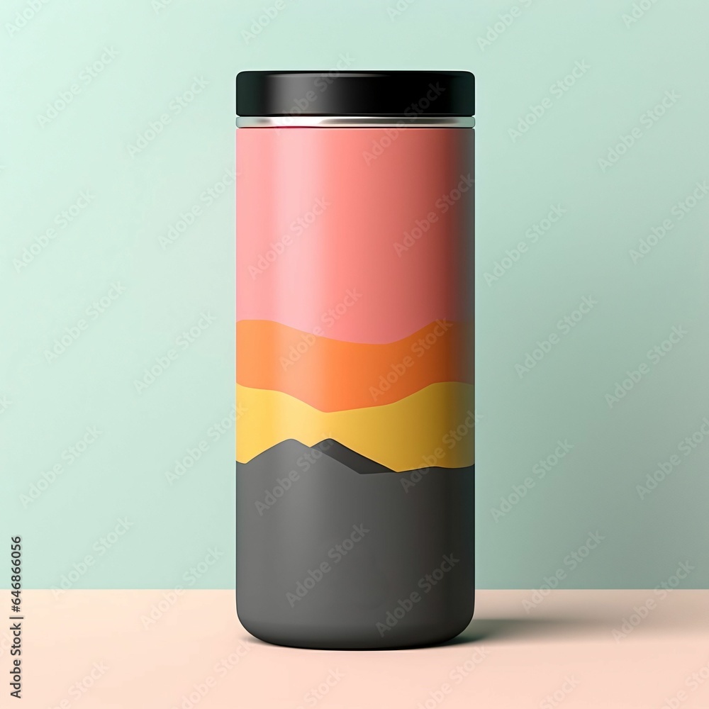 AI generated illustration of A stainless steel thermos cup with a lid AI generated illustration of A stainless steel thermos cup with a lid