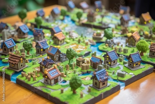 AI generated illustration of a traditional village board game