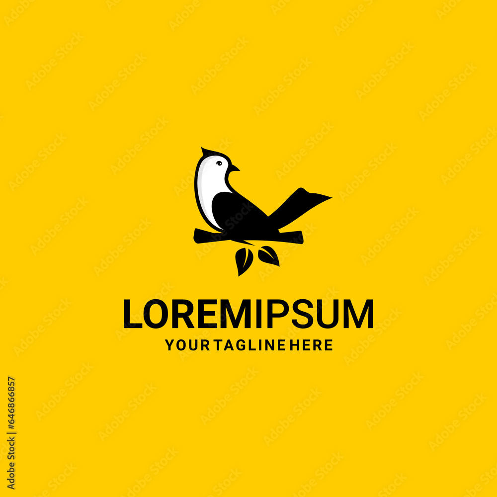 Obraz premium vector black bird and tree 