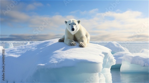 Awe-inspiring, ultra-realistic photograph capturing the stoic solitude of a majestic polar bear