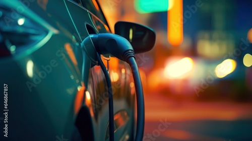 Close-up view of charging battery car © sambath