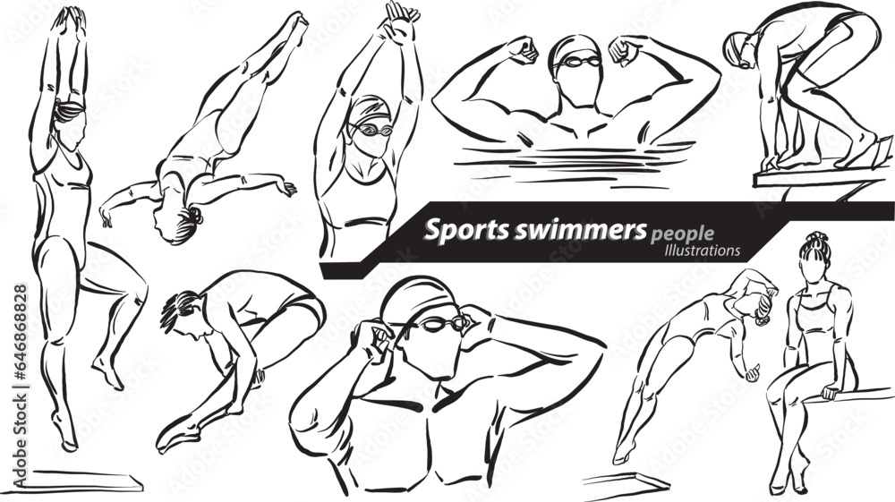 swimmer people career profession work doodle design drawing vector illustration swimmer people career profession work doodle design drawing vector illustration