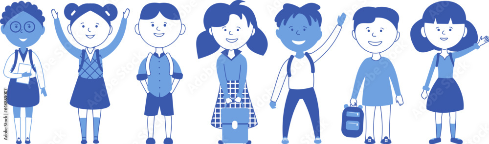 Group of joyful schoolchildren. Group of joyful schoolchildren.