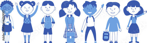 Group of joyful schoolchildren.