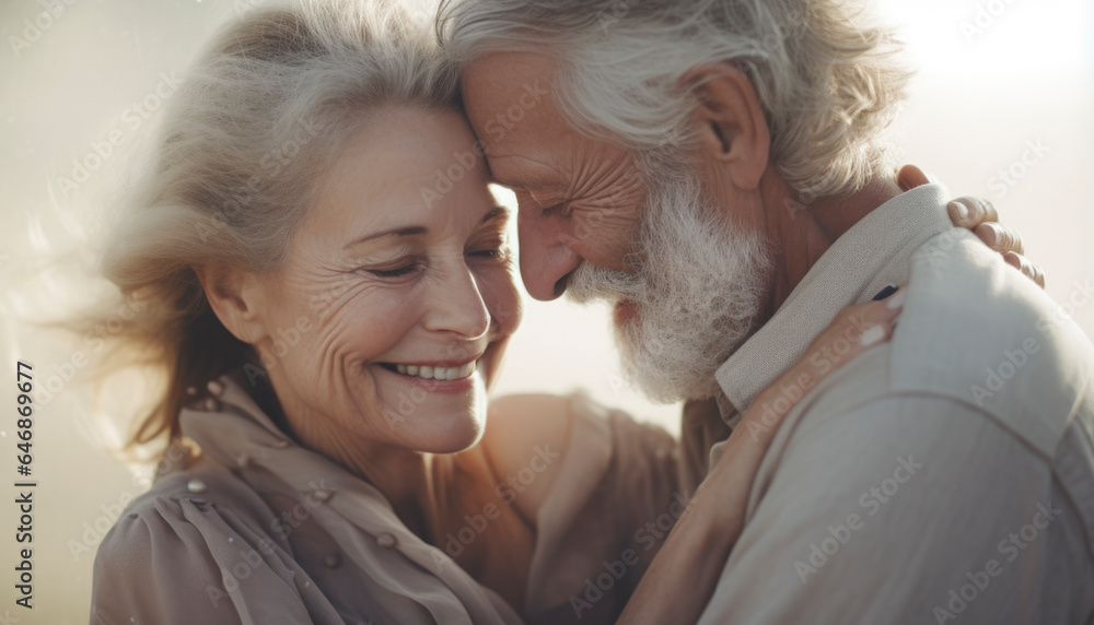 Elderly old senior couple on a date with romance and love, man and woman looking happy Elderly old senior couple on a date with romance and love, man and woman looking happy