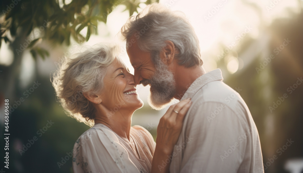 Elderly old senior couple on a date with romance and love, man and woman looking happy Elderly old senior couple on a date with romance and love, man and woman looking happy
