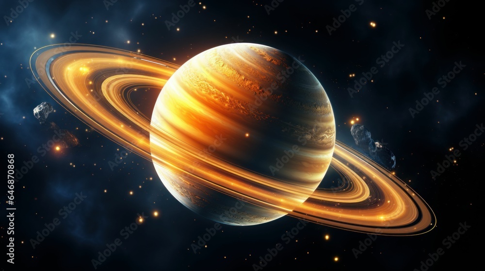 AI generated illustration of the planet Saturn in the space AI generated illustration of the planet Saturn in the space
