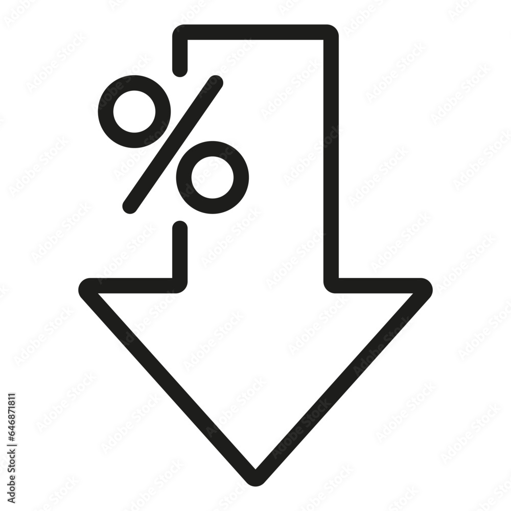 Percent arrow isolated icon in line style. Vector business concept. Percent arrow isolated icon in line style. Vector business concept.