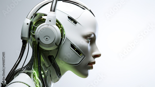 Artificial intelligence, futuristic digital technology humanoid robot face © vetre