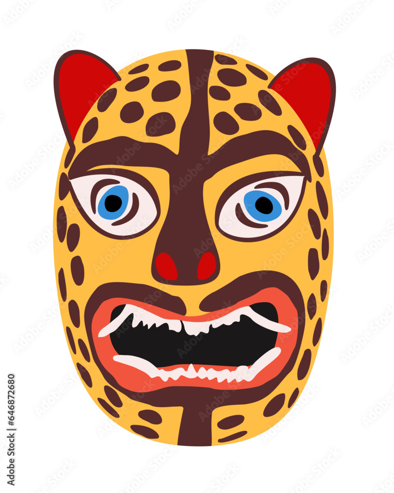Mexican jaguar mask. Vector isolated illustration. Mexican jaguar mask. Vector isolated illustration.