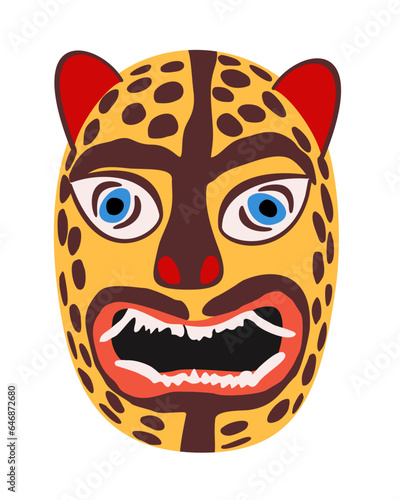 Mexican jaguar mask. Vector isolated illustration.