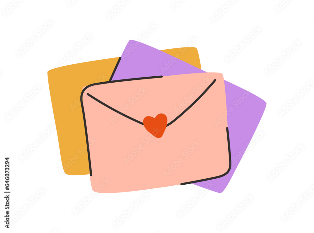 Cute vector mail envelope on white background. Cute envelope with hearts Cute vector mail envelope on white background. Cute envelope with hearts
