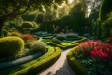 Beautiful garden, there is also various trees - AI Generative