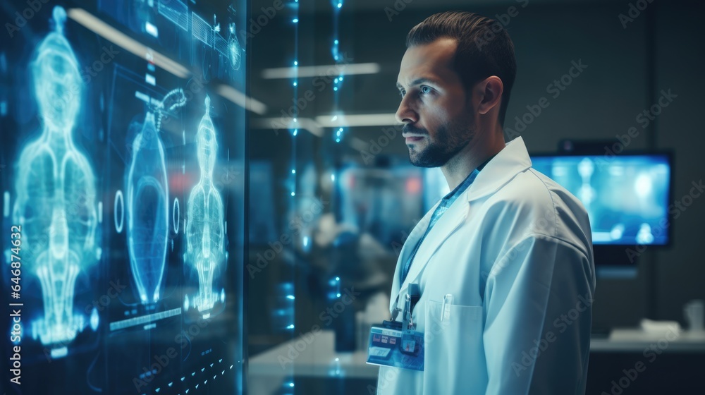 Φωτογραφία doctor working in futuristic hospital with medical high tech healthcare, surgeon