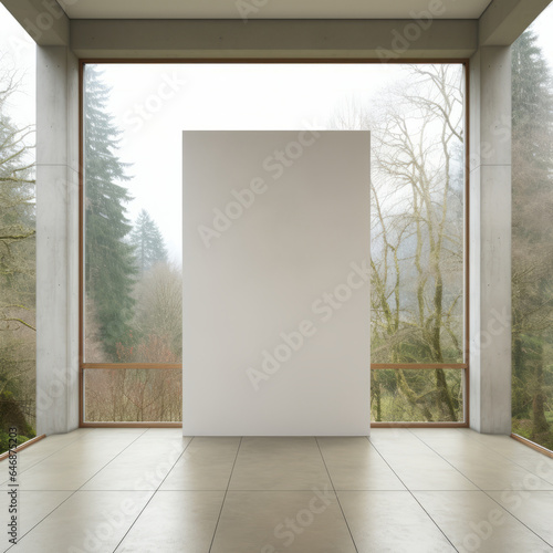 Empty room with window and blank display.