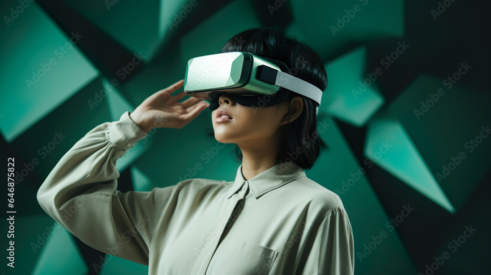 Woman with VR virtual reality. Futuristic lifestyle. Woman with VR virtual reality. Futuristic lifestyle.