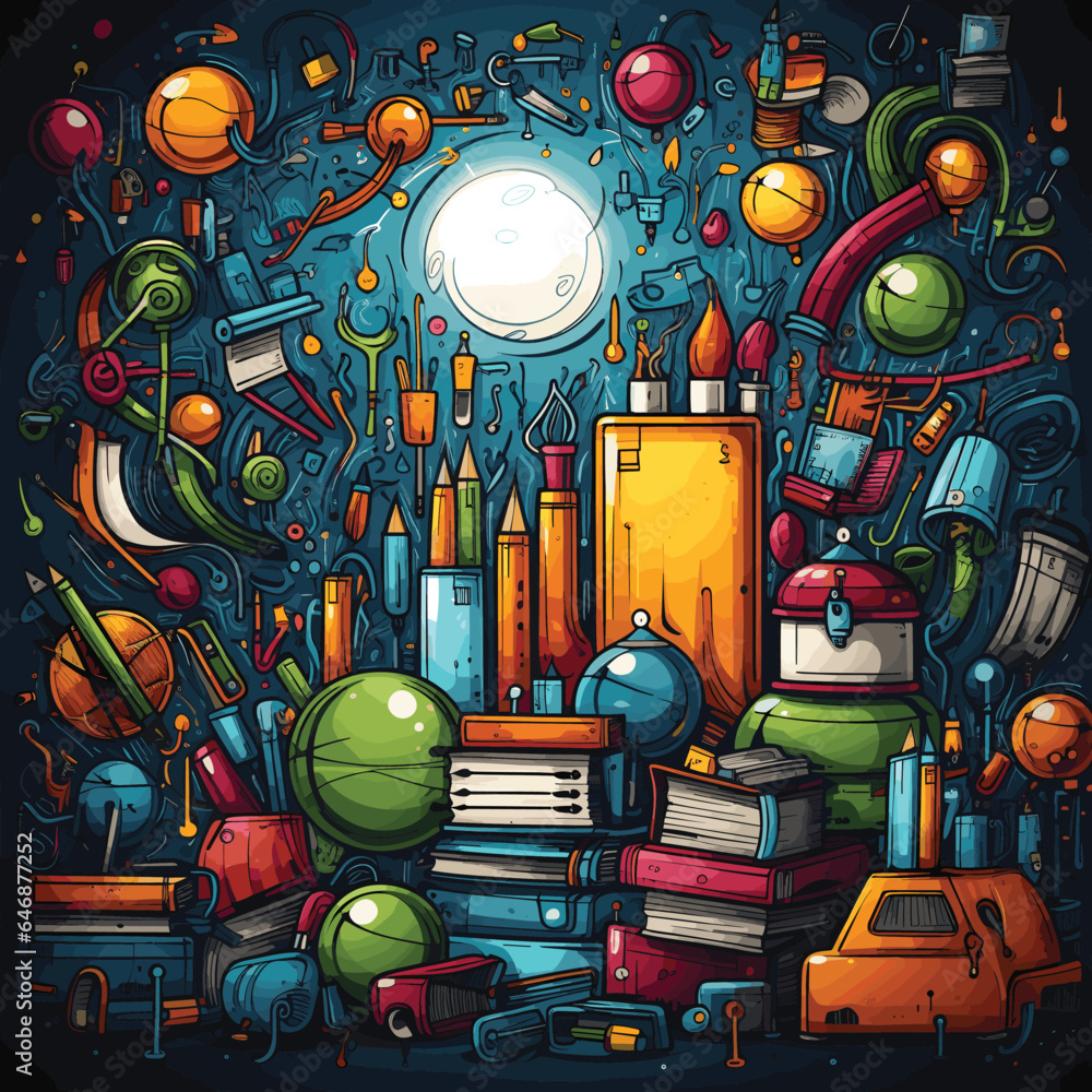 Education pattern background in doodle style illustration